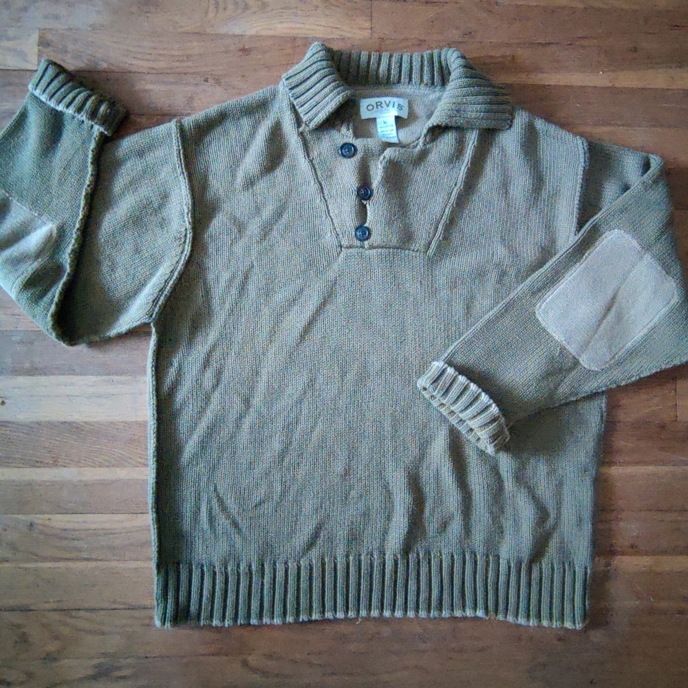 Orvis Sweater Cowl Neck cotton olive XL